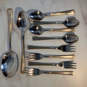 Elegant Solingen dessert/salad set, with serving pieces. Made in Germany.